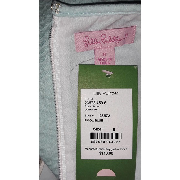 NWT Lilly Pulitzer Sz 6 LARINA Blue and Gold Halter Top - Picture 9 of 10